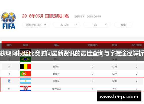 获取阿根廷比赛时间最新资讯的最佳查询与掌握途径解析