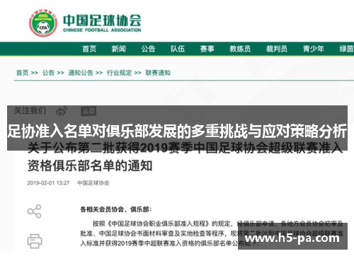 足协准入名单对俱乐部发展的多重挑战与应对策略分析
